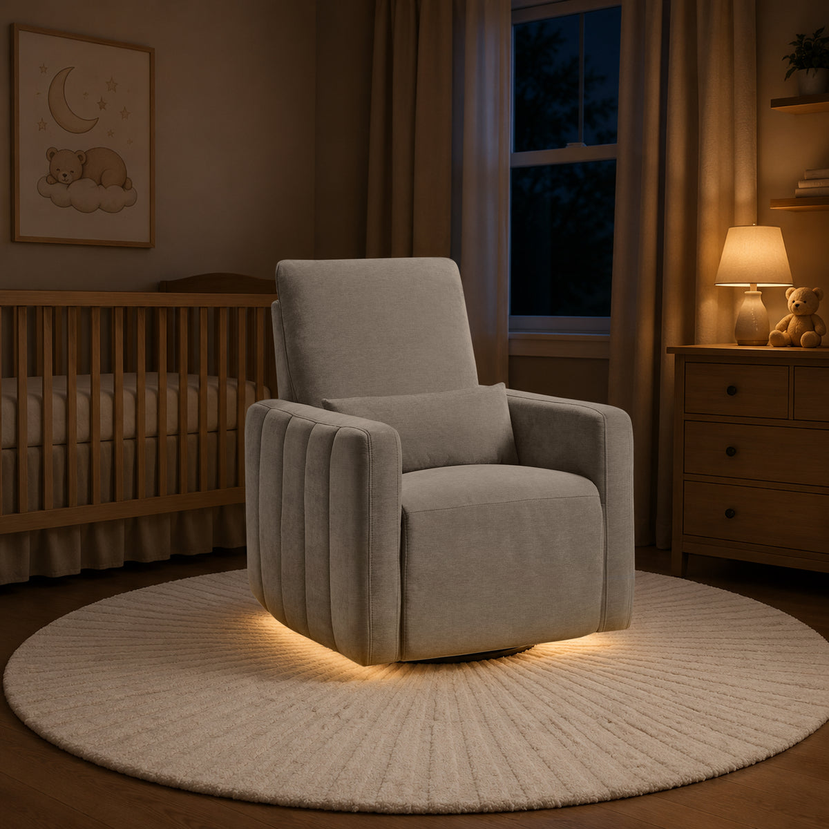 Maxi-Cosi Dorian Swivel Glider & Power Recliner - Crew Ash Lifestyle 1