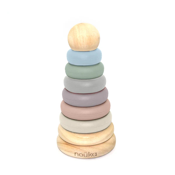 Sand Tower Wood and  Silicone Stacker Noüka Wood and Silicone Stacker Sand Tower