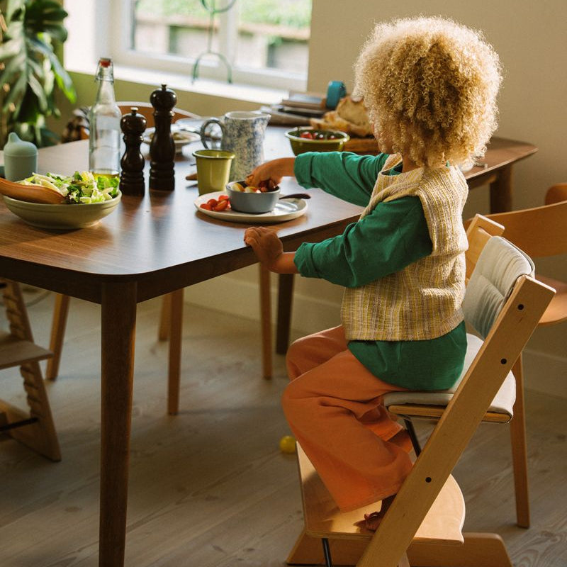 Stokke Tripp Trapp® High Chair² and Cushion² with Stokke® Tray (Complete) Oak Natural with Anthracite Cushion Lifestyle