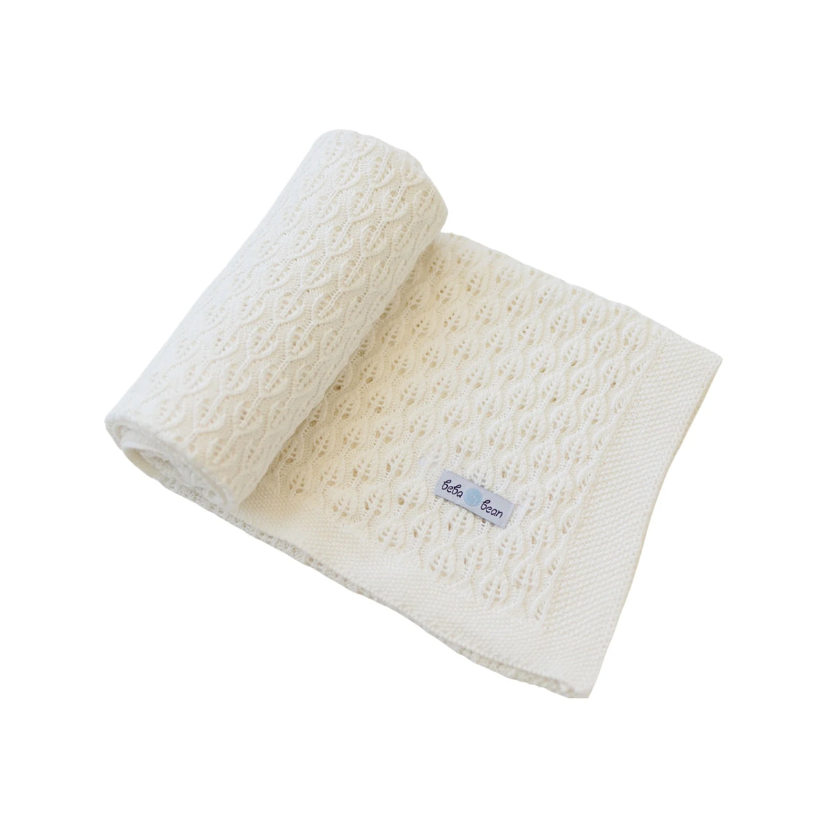 Beba Bean Leaf Knit Baby Blanket - Ivory
