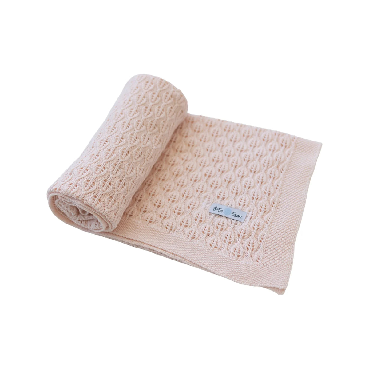 Beba Bean Leaf Knit Baby Blanket - Pink