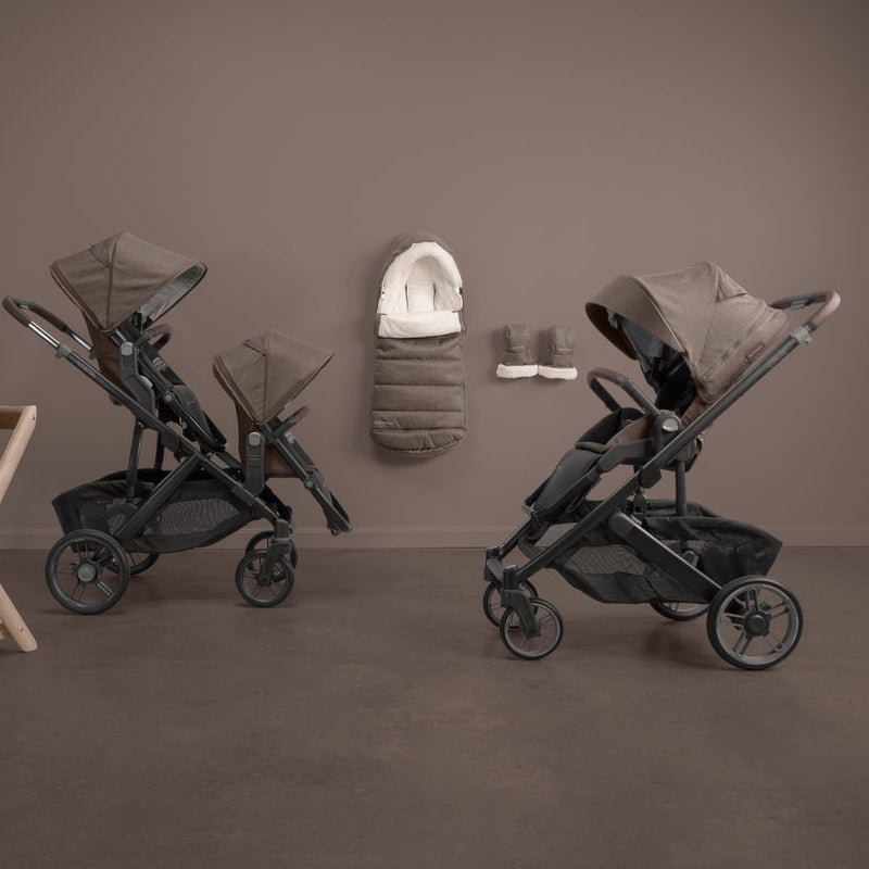 UPPAbaby Vista V3 Stroller - Owen (Mocha Melange/Carbon Frame/Chestnut Leather) - Fashion Story Owen Collection