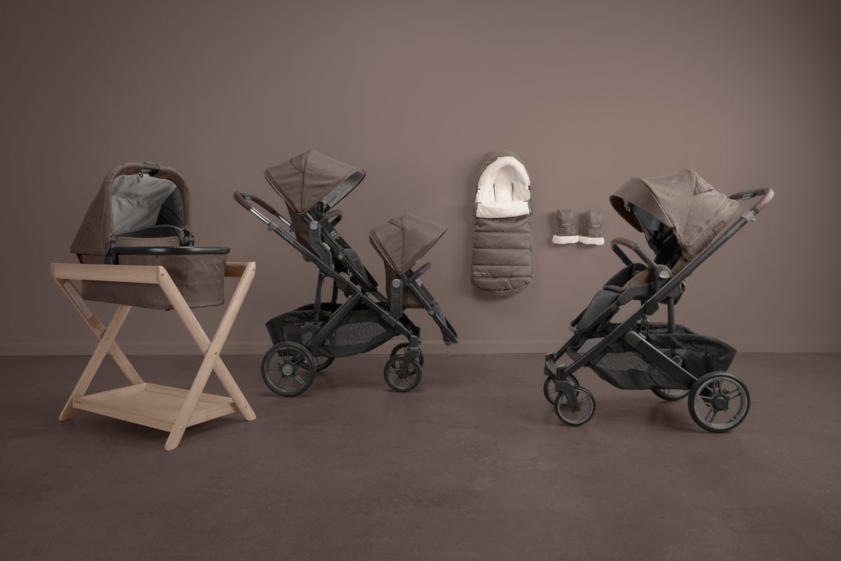 UPPAbaby Vista V3 Stroller - Owen (Mocha Melange/Carbon Frame/Chestnut Leather) - Fashion Story Owen Collection
