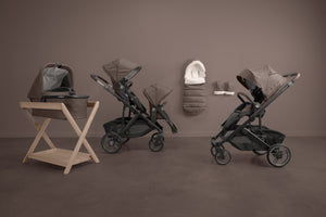 UPPAbaby Vista V3 Stroller - Owen (Mocha Melange/Carbon Frame/Chestnut Leather) - Fashion Story Owen Collection