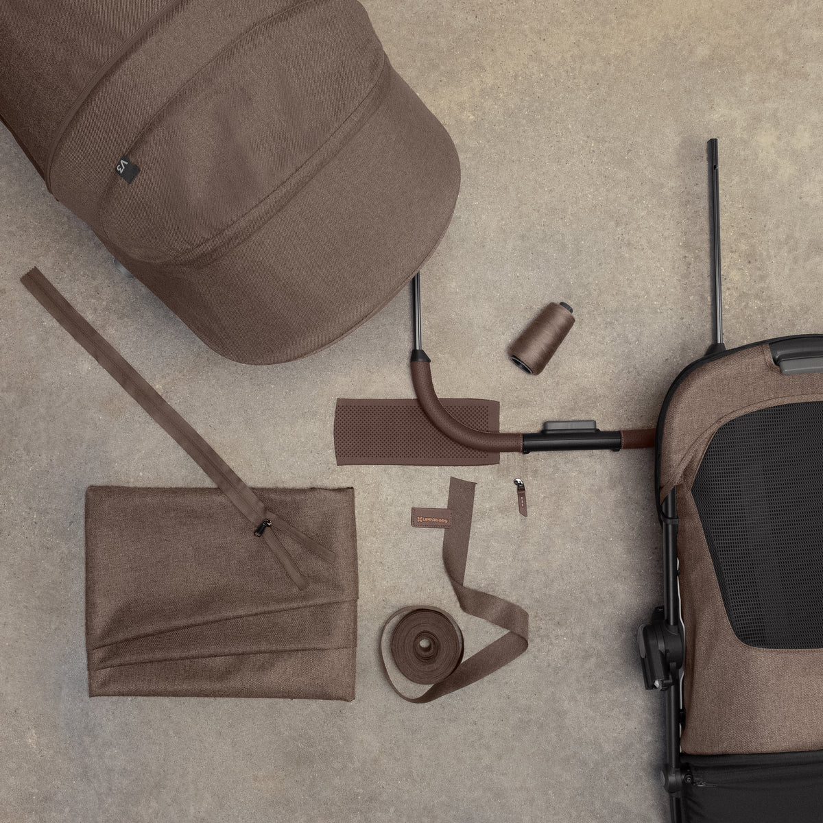 UPPAbaby Vista V3 Stroller - Owen (Mocha Melange/Carbon Frame/Chestnut Leather) - Owen Fashion Story