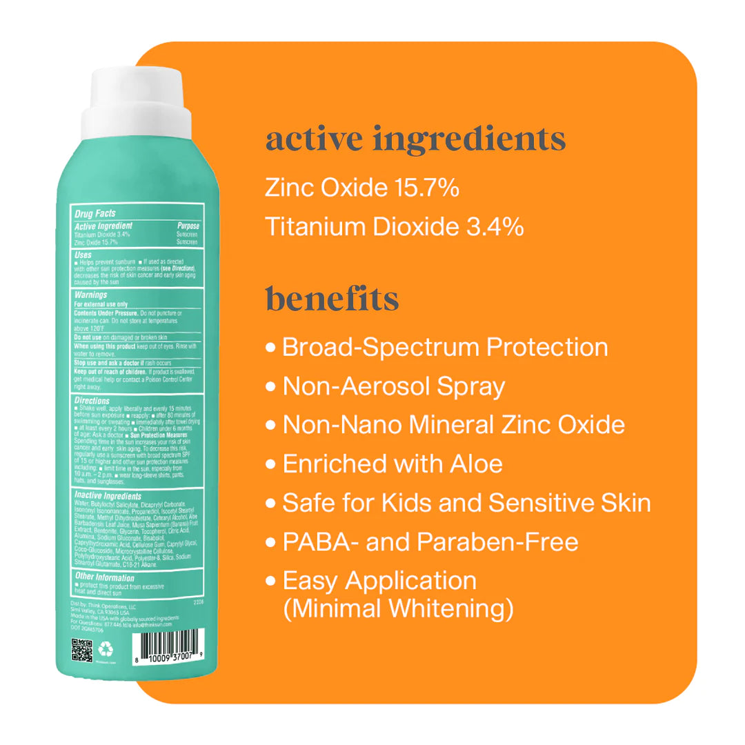Thinksport Kids Clear Zinc Mineral Sunscreen Spray SPF 50+ Features 1