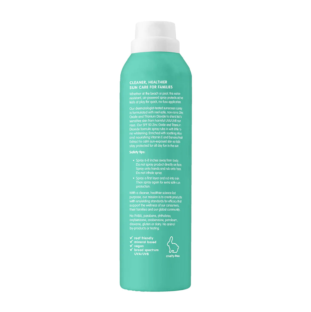 Thinksport Kids Clear Zinc Mineral Sunscreen Spray SPF 50+ Back Packaging