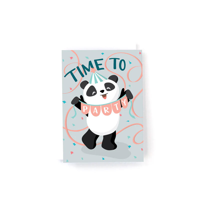 Pedaller Designs Mini Greeting Card - Time to Party Panda