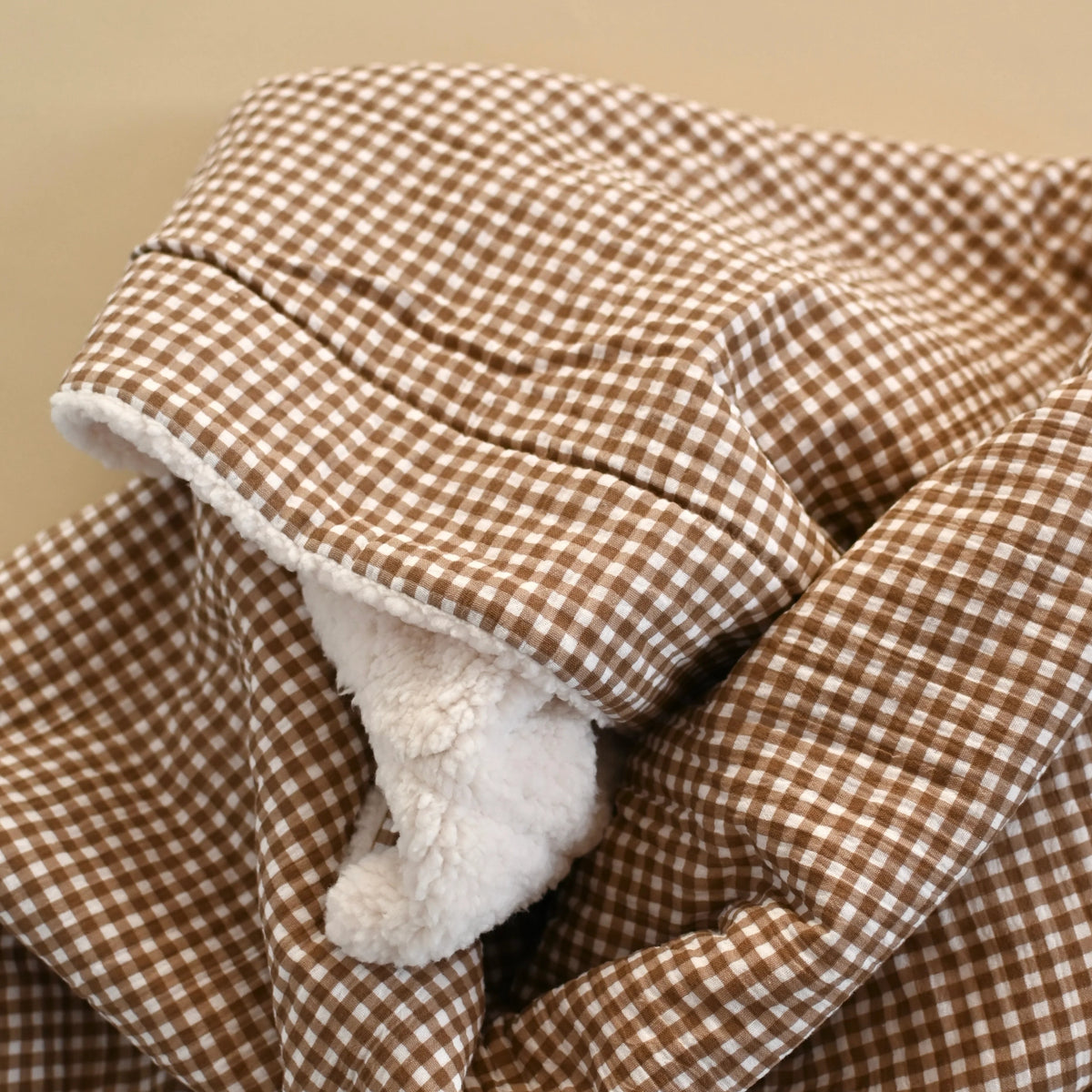 Minika Muslin & Sherpa Fleece Baby Blanket - Vichy Brown Lifestyle 1