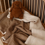 Minika Muslin & Sherpa Fleece Baby Blanket - Vichy Brown Lifestyle 3