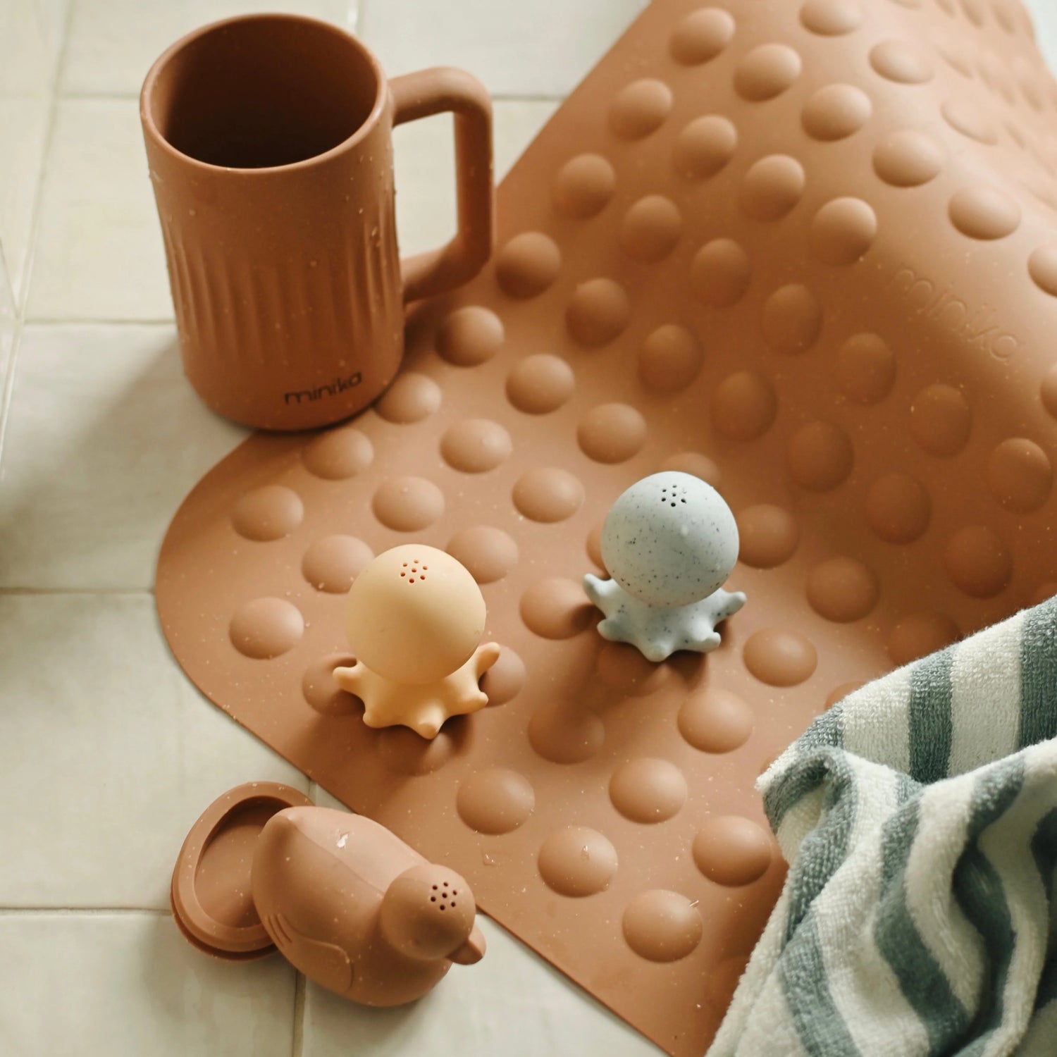 Minika Non-Slip Bath Mat - Almond