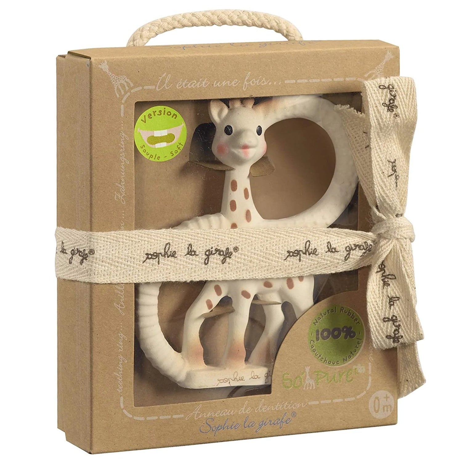 Sophie the Giraffe So'Pure Natural Rubber Teething Ring Giftable Packaging