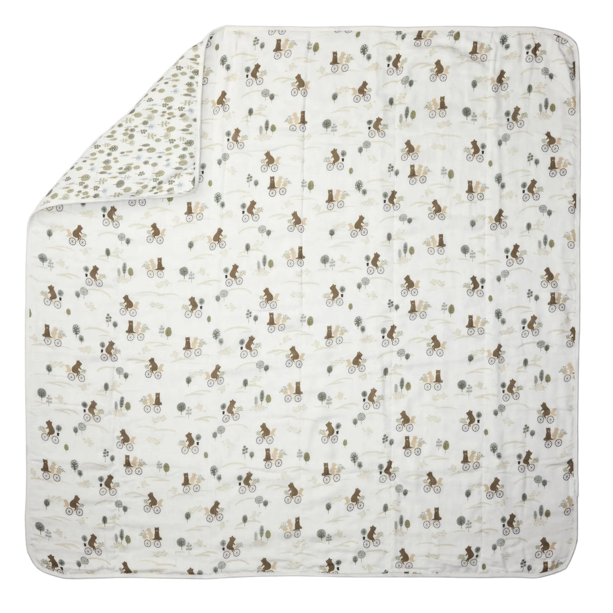 Loulou Lollipop Luxe Muslin Quilt Blanket - Bears on Bikes