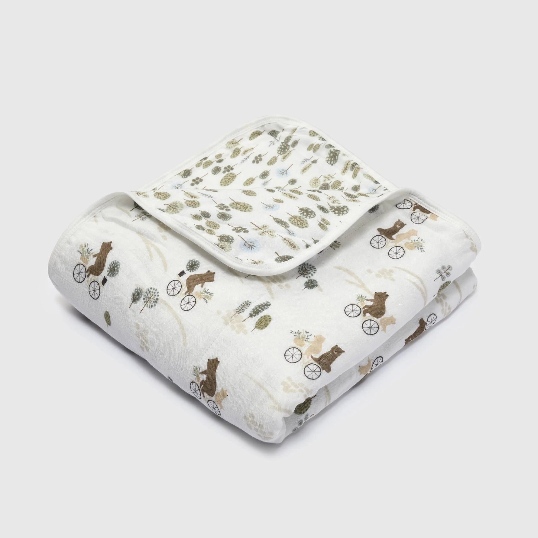 Loulou Lollipop Luxe Muslin Quilt Blanket - Bears on Bikes 2