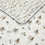 Loulou Lollipop Luxe Muslin Quilt Blanket - Bears on Bikes Detail