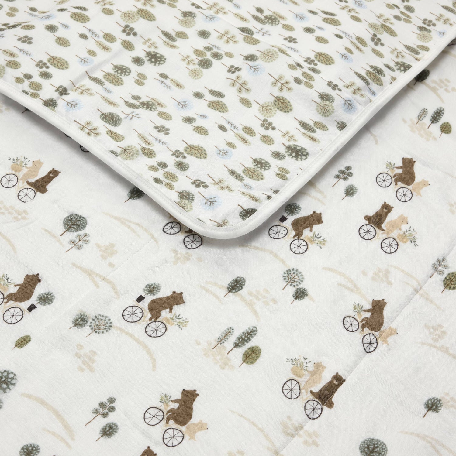 Loulou Lollipop Luxe Muslin Quilt Blanket - Bears on Bikes Detail