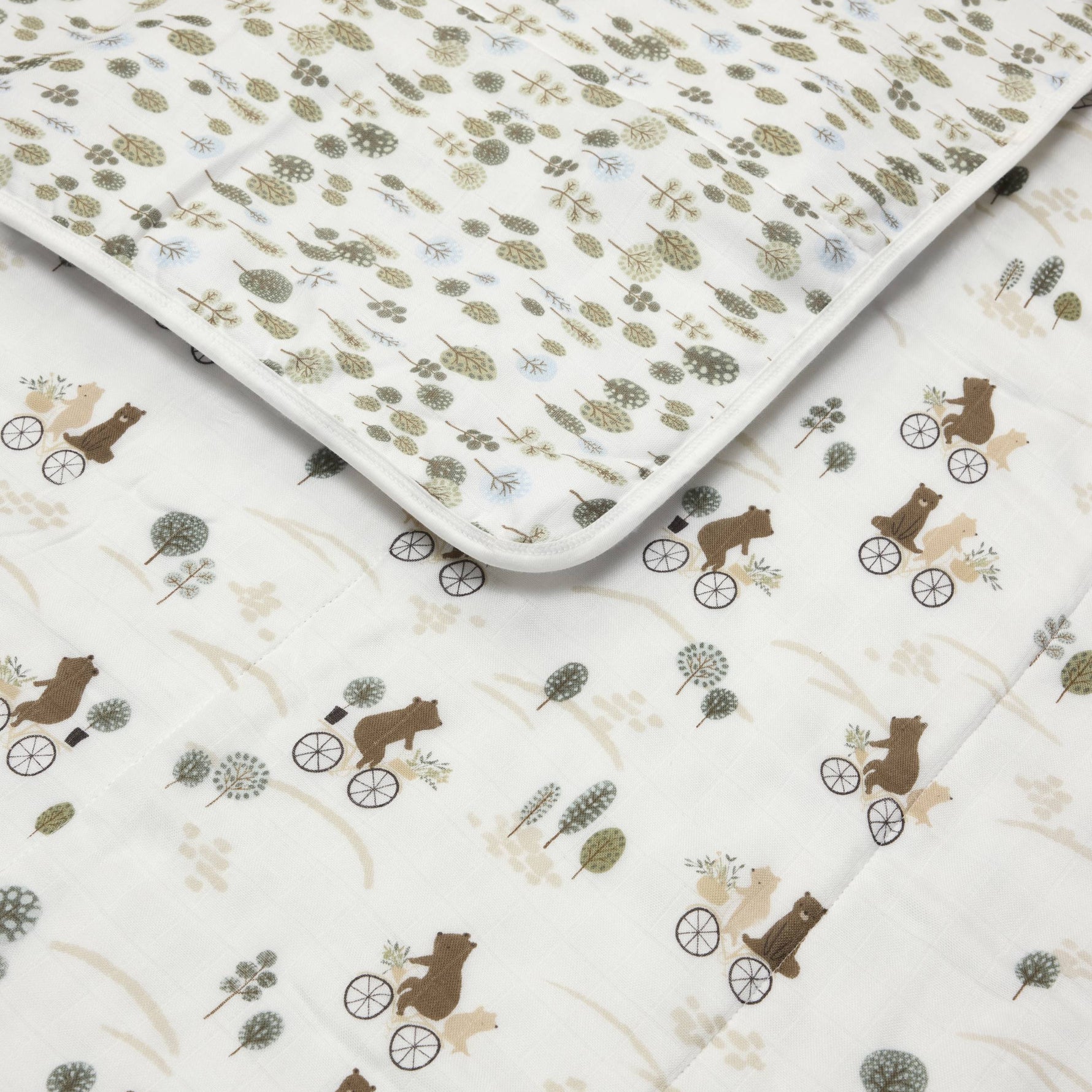 Loulou Lollipop Luxe Muslin Quilt Blanket - Bears on Bikes Detail