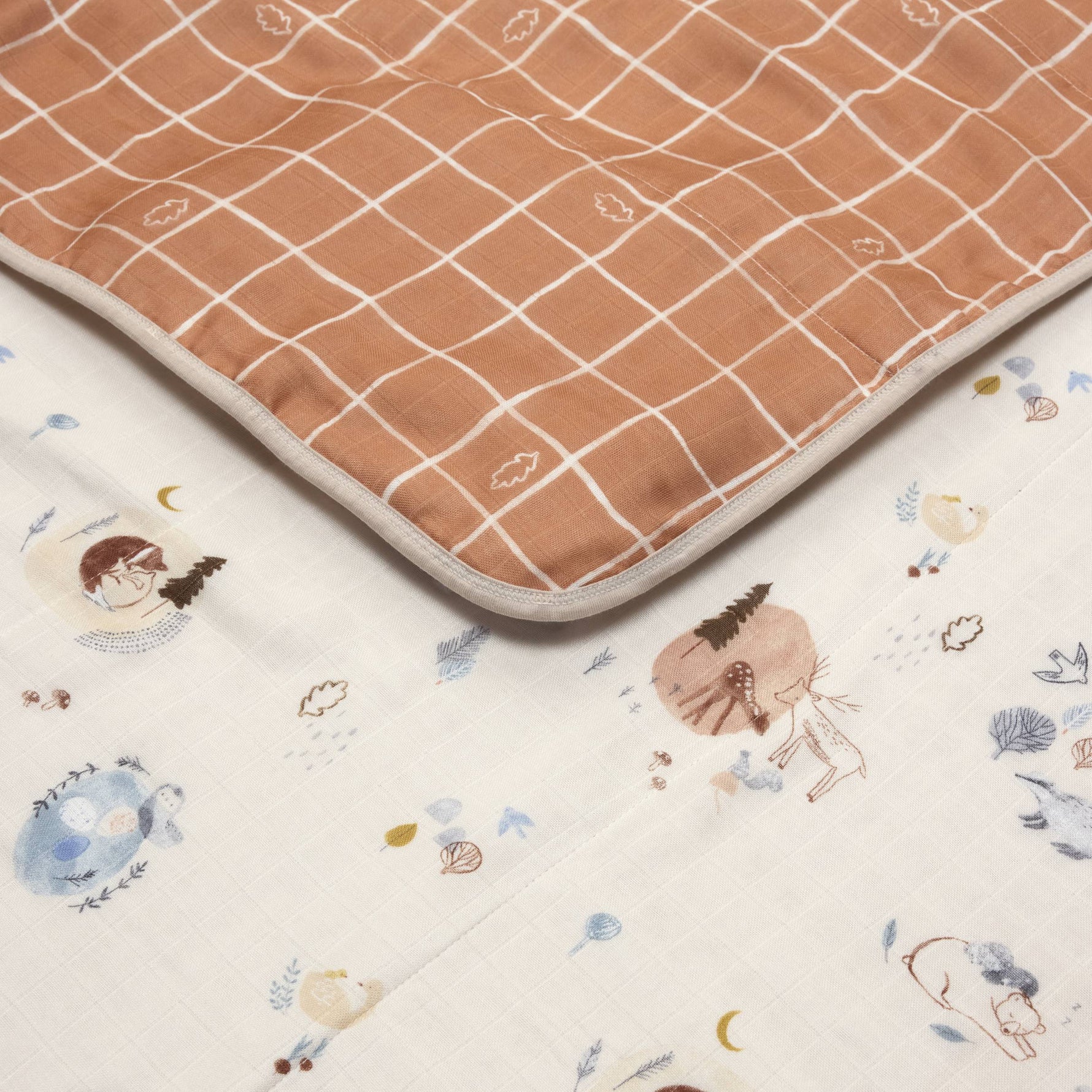 Loulou Lollipop Luxe Muslin Quilt Blanket - Cozy Forest Detail