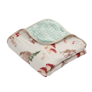 Loulou Lollipop Luxe Muslin Quilt Blanket - Forest Families Folded