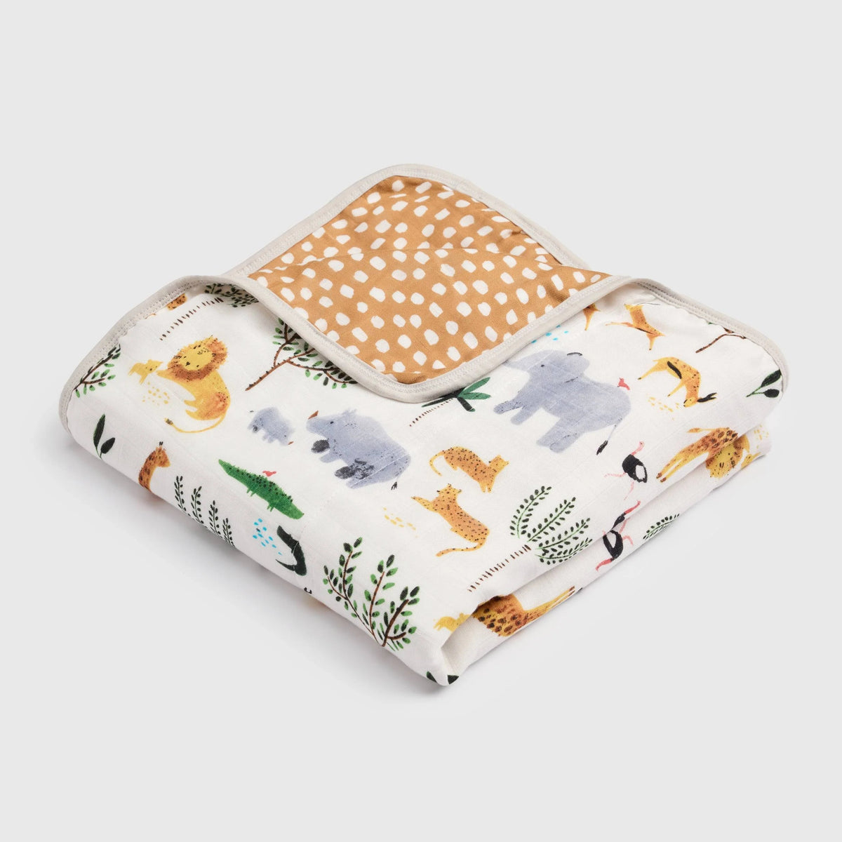 Loulou Lollipop Luxe Muslin Quilt Blanket - Safari Jungle Folded