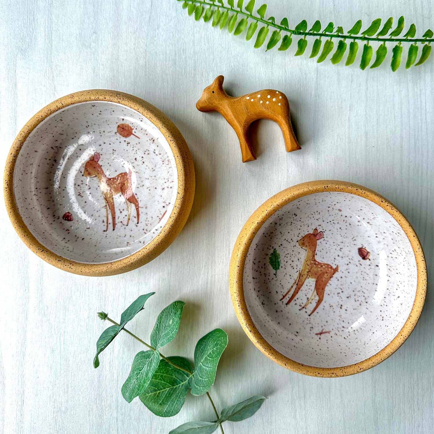 QUINN Pottery Handmade Woodland Toddler Bowl - Fawn/Deer