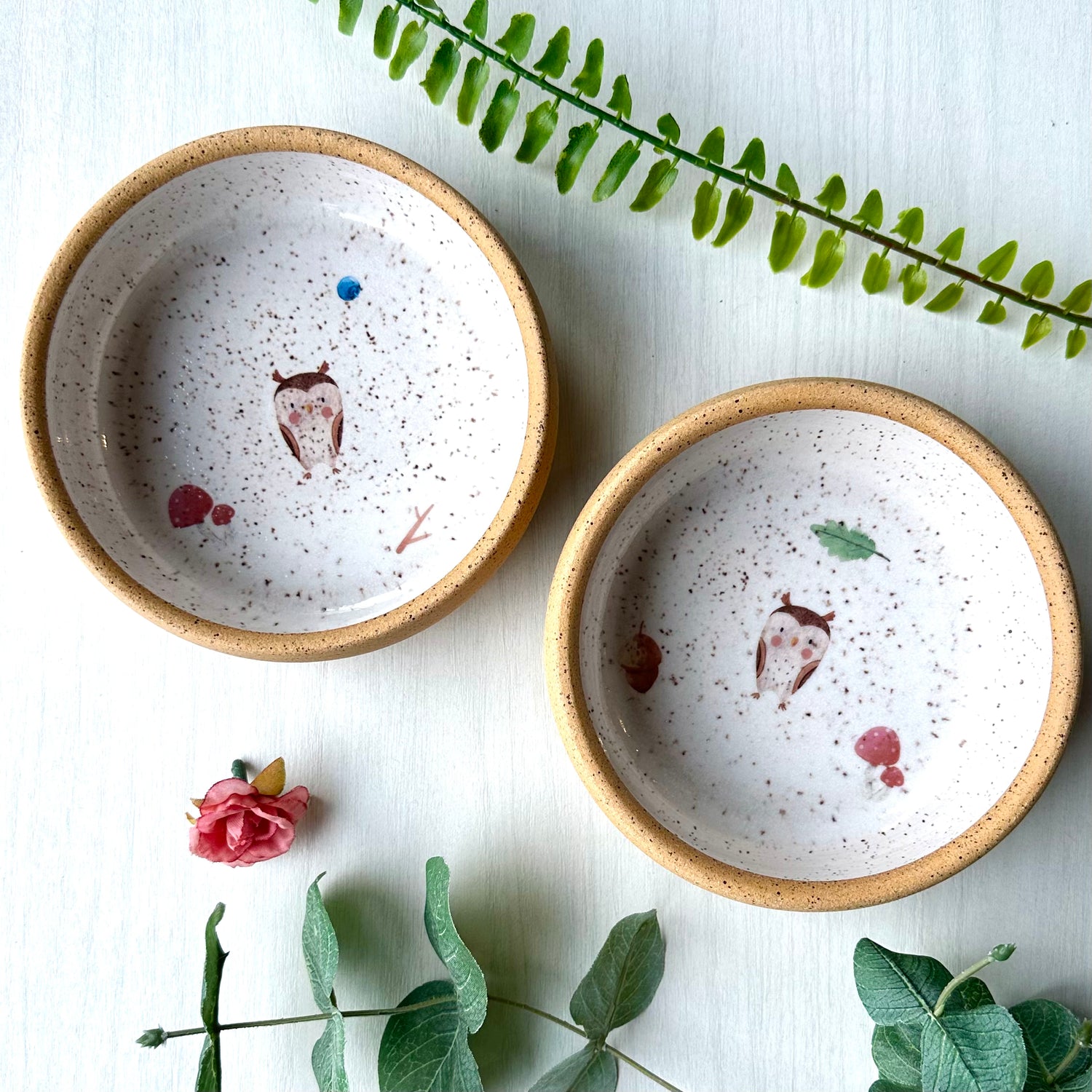 QUINN Pottery Handmade Woodland Toddler Bowl - Owl