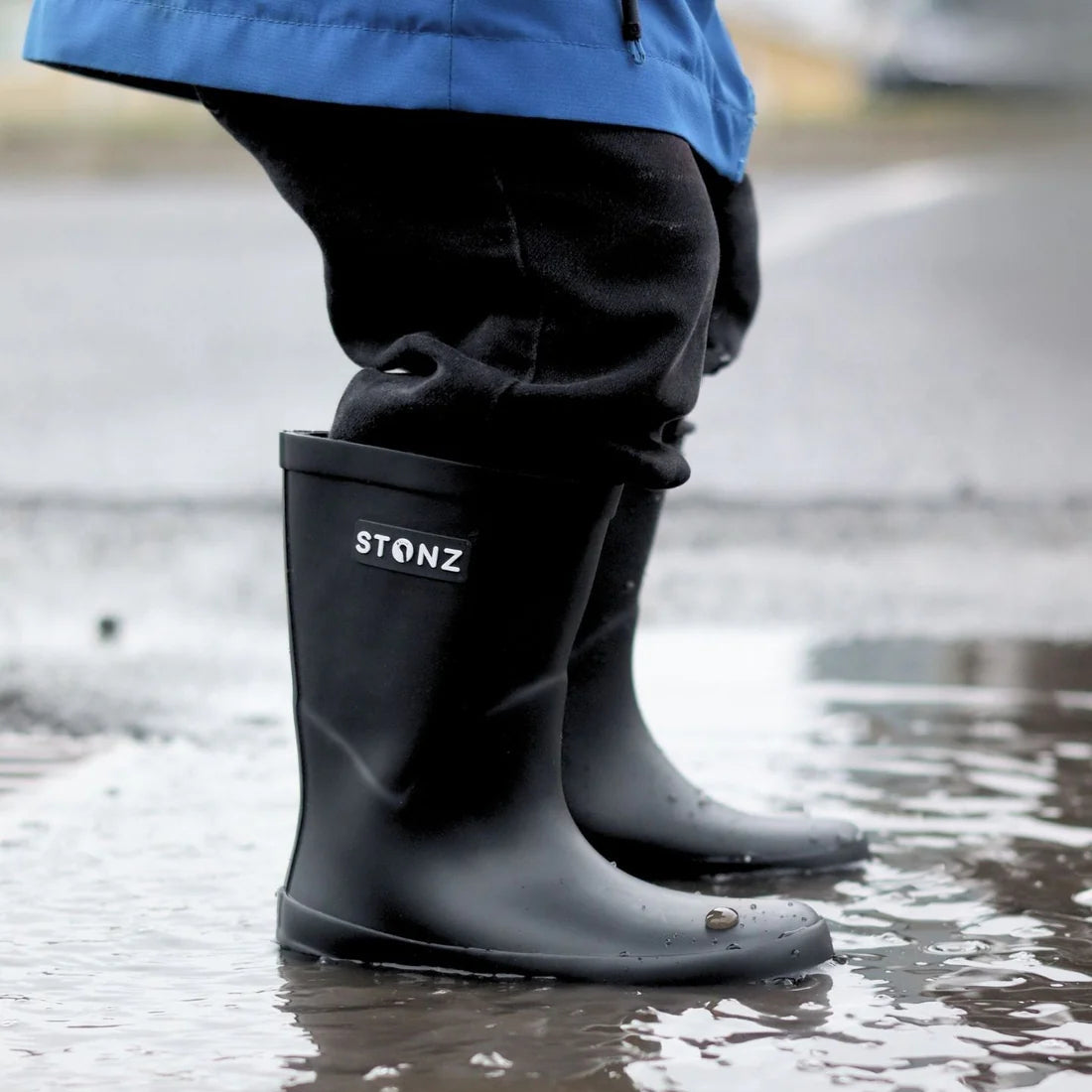 Stonz Waterproof Kids Rain Boots - Black - Lifestyle 2