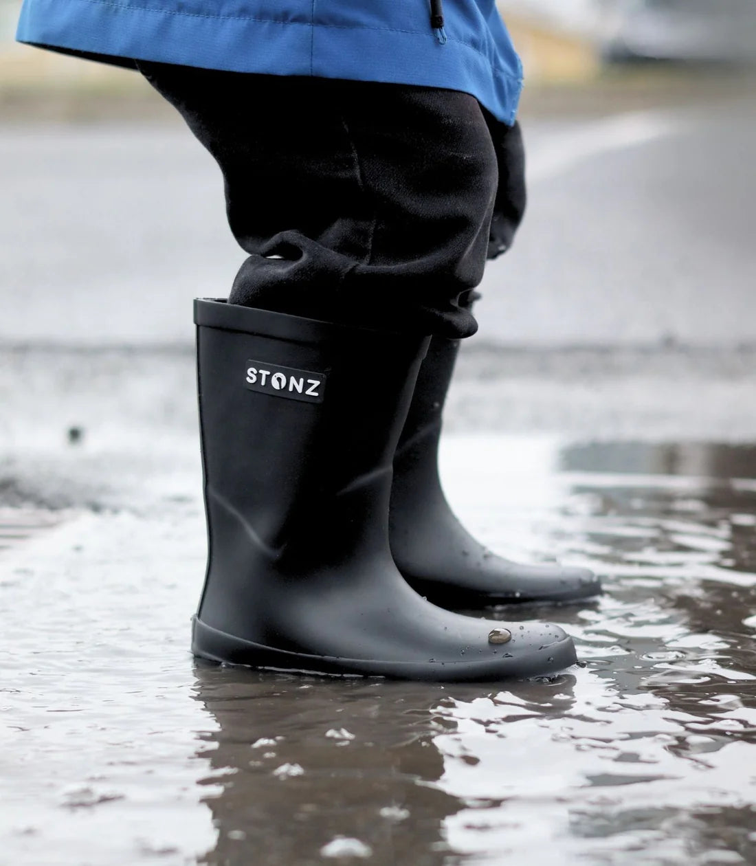 Stonz Waterproof Kids Rain Boots - Black - Lifestyle 2