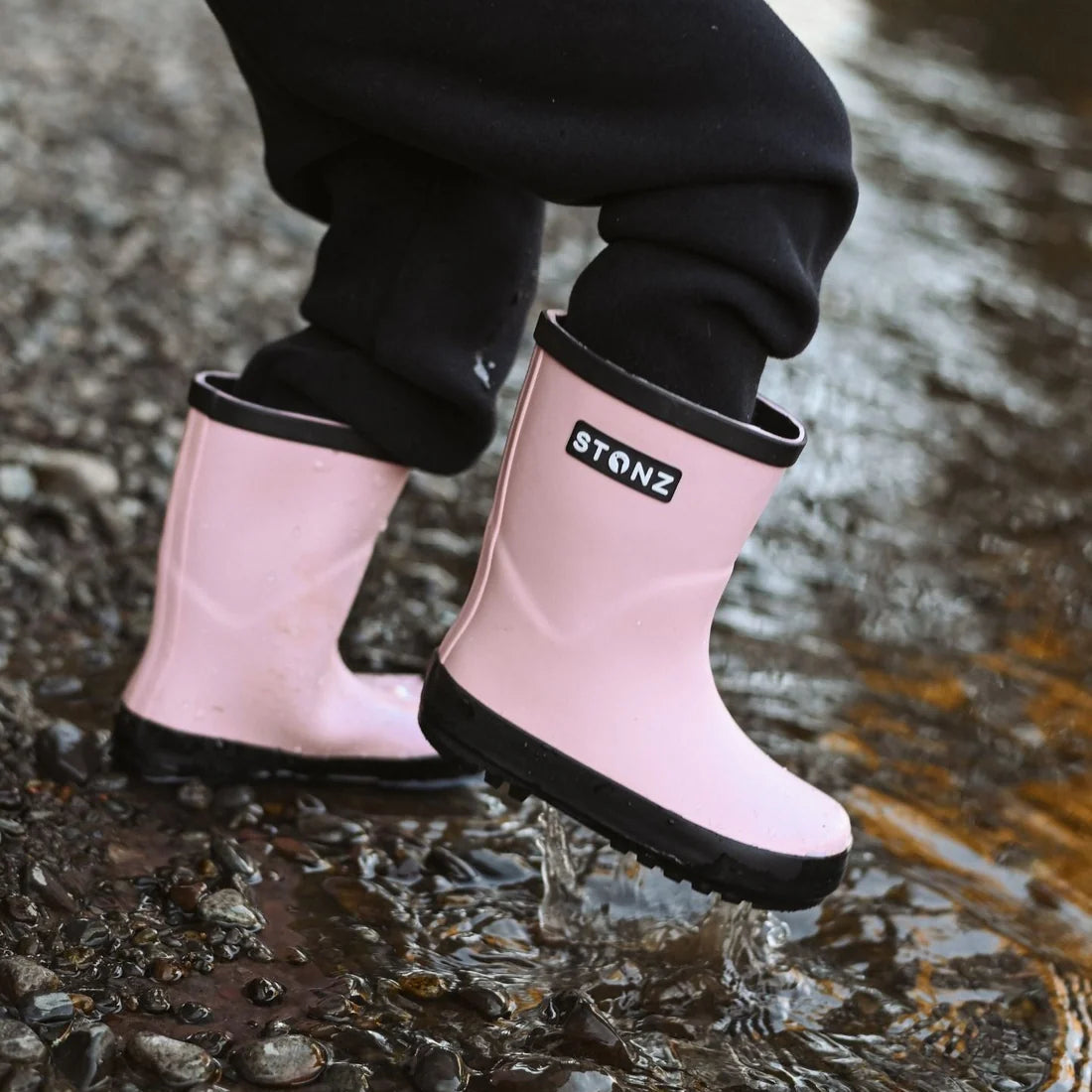 Stonz Waterproof Kids Rain Boots - Haze Pink - Lifestyle 2