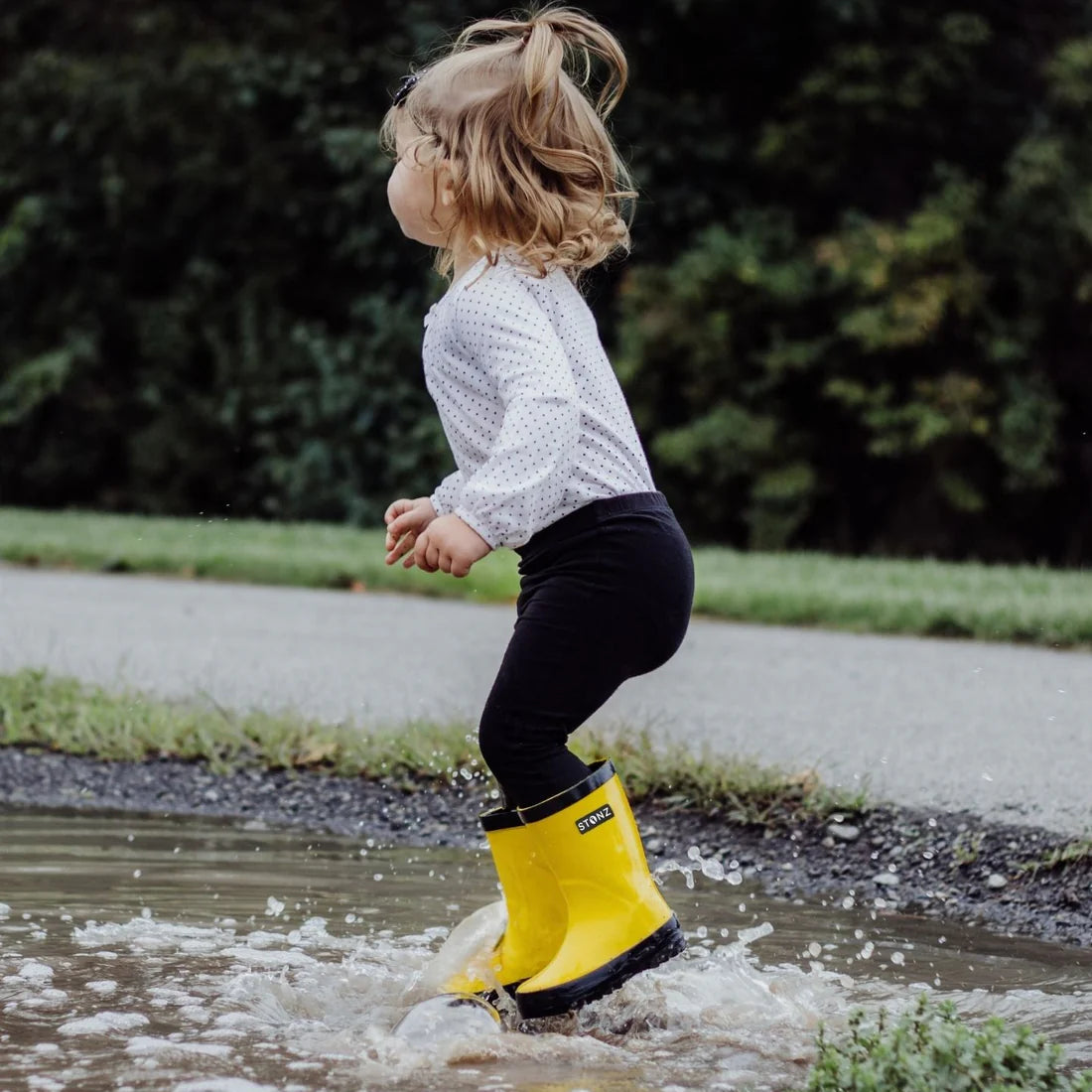 Stonz Waterproof Kids Rain Boots - Yellow - Lifestyle 1
