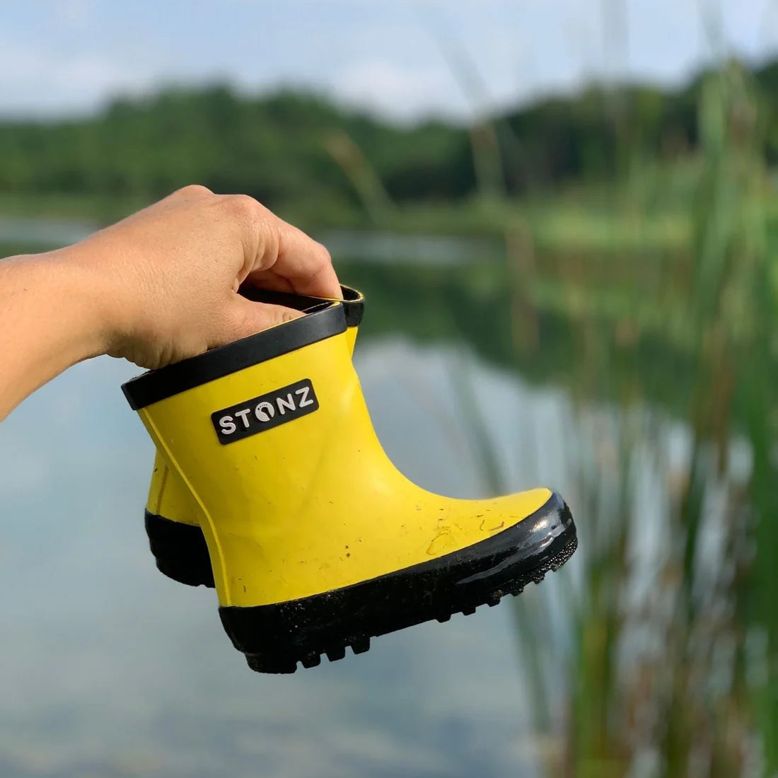 Stonz Waterproof Kids Rain Boots - Yellow - Lifestyle 3