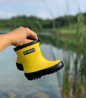 Stonz Waterproof Kids Rain Boots - Yellow - Lifestyle 3