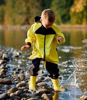 Stonz Waterproof Kids Rain Boots - Yellow - Lifestyle 2