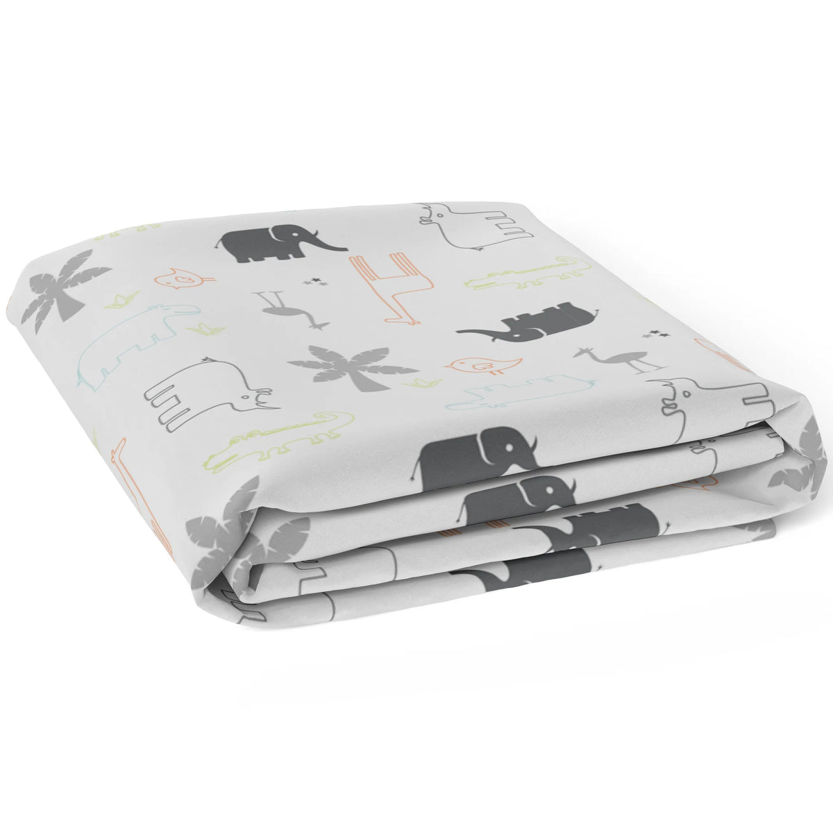 Kushies Percale Dream Crib Sheet - Jungle Animals - Folded