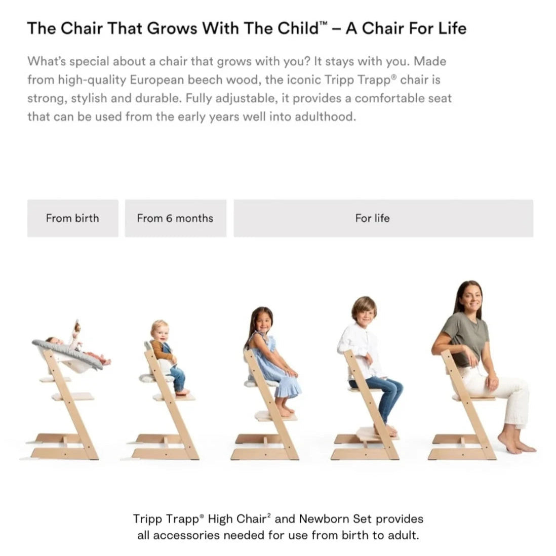 Stokke Tripp Trapp® High Chair² Complete + Newborn Set Bundle - Ages and Stages