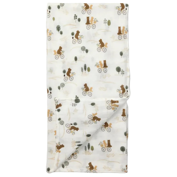 Loulou Lollipop Luxe Muslin Swaddle - Bears on Bikes