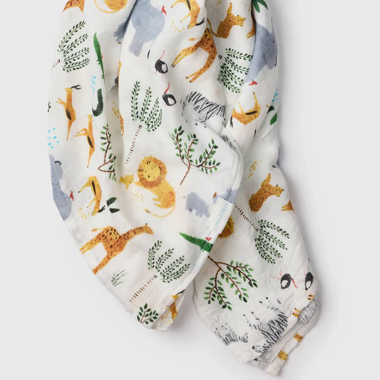 Loulou Lollipop Luxe Muslin Swaddle - Safari Jungle 2