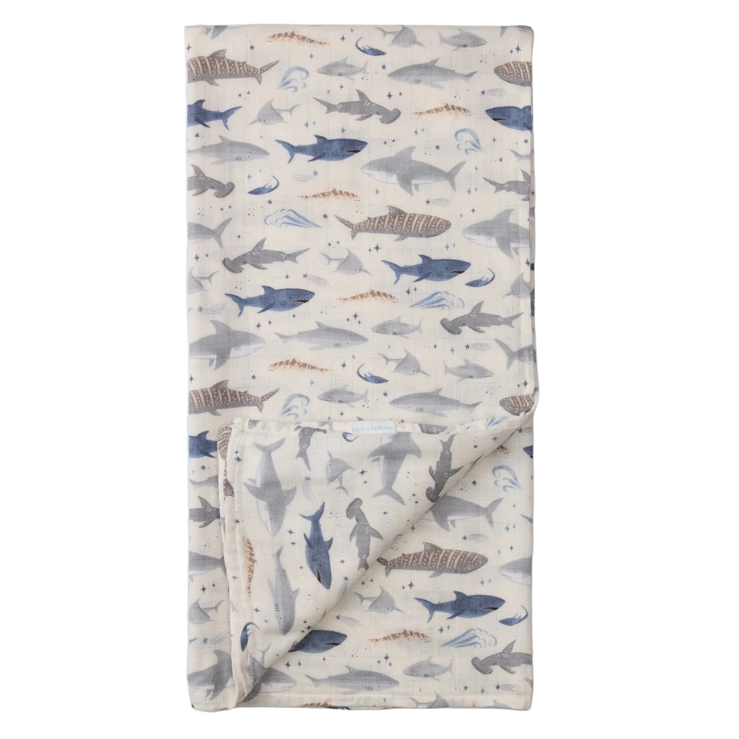 Loulou Lollipop Luxe Muslin Swaddle - Sharks