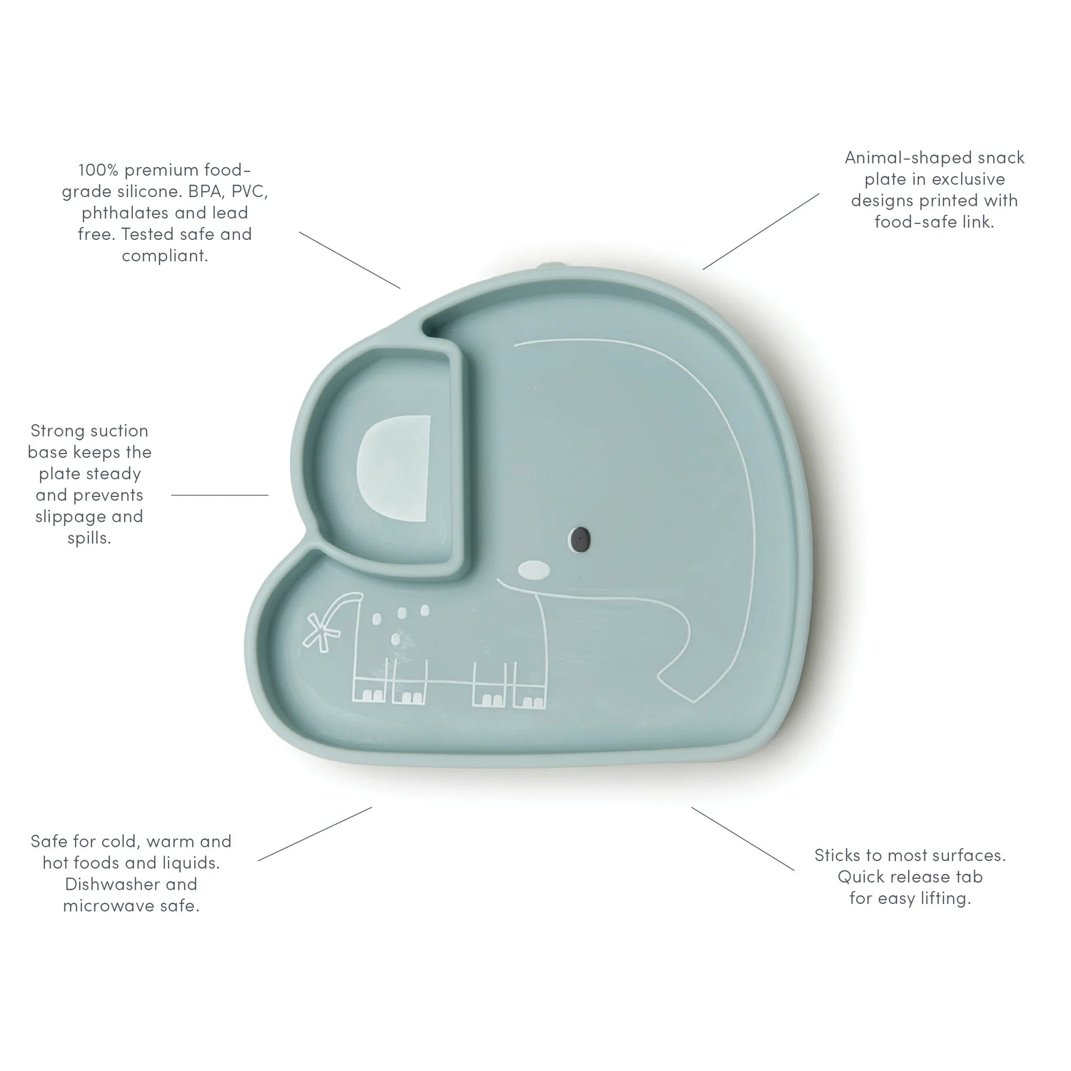 Loulou Lollipop Silicone Suction Snack Plate - Features