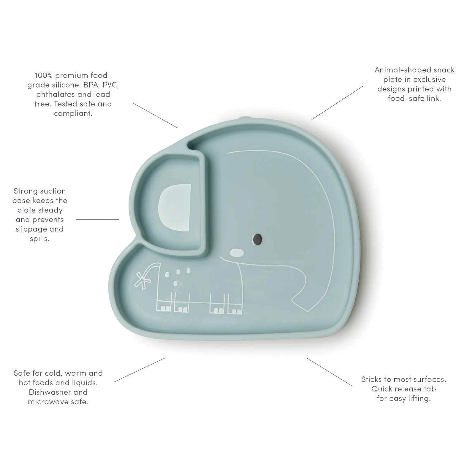 Loulou Lollipop Silicone Suction Snack Plate - Elephant