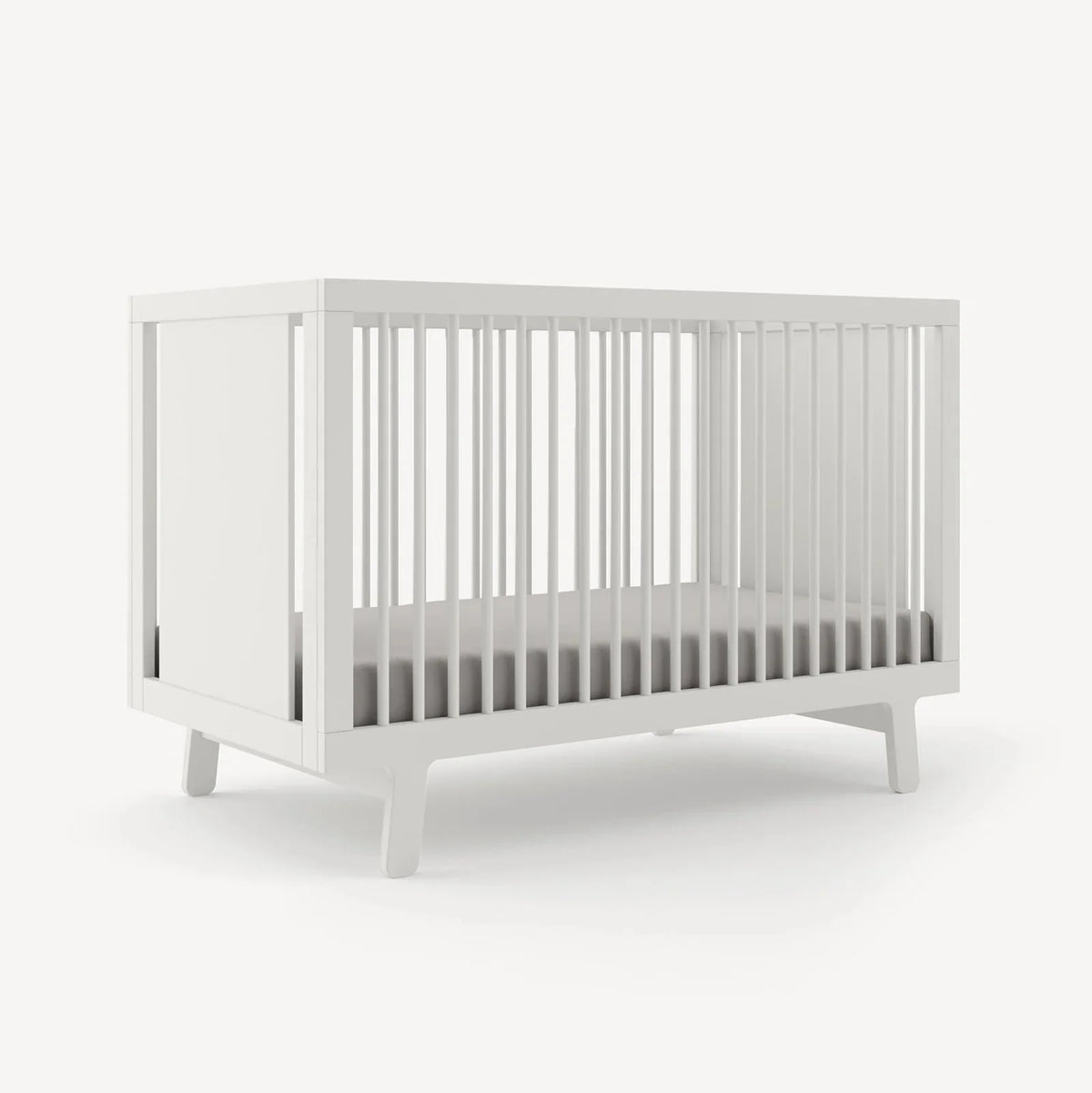Oeuf Sparrow Crib - White Side Angle View