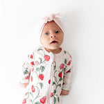 Kyte Baby Zippered Footie Strawberry Fields - Lifestyle 2