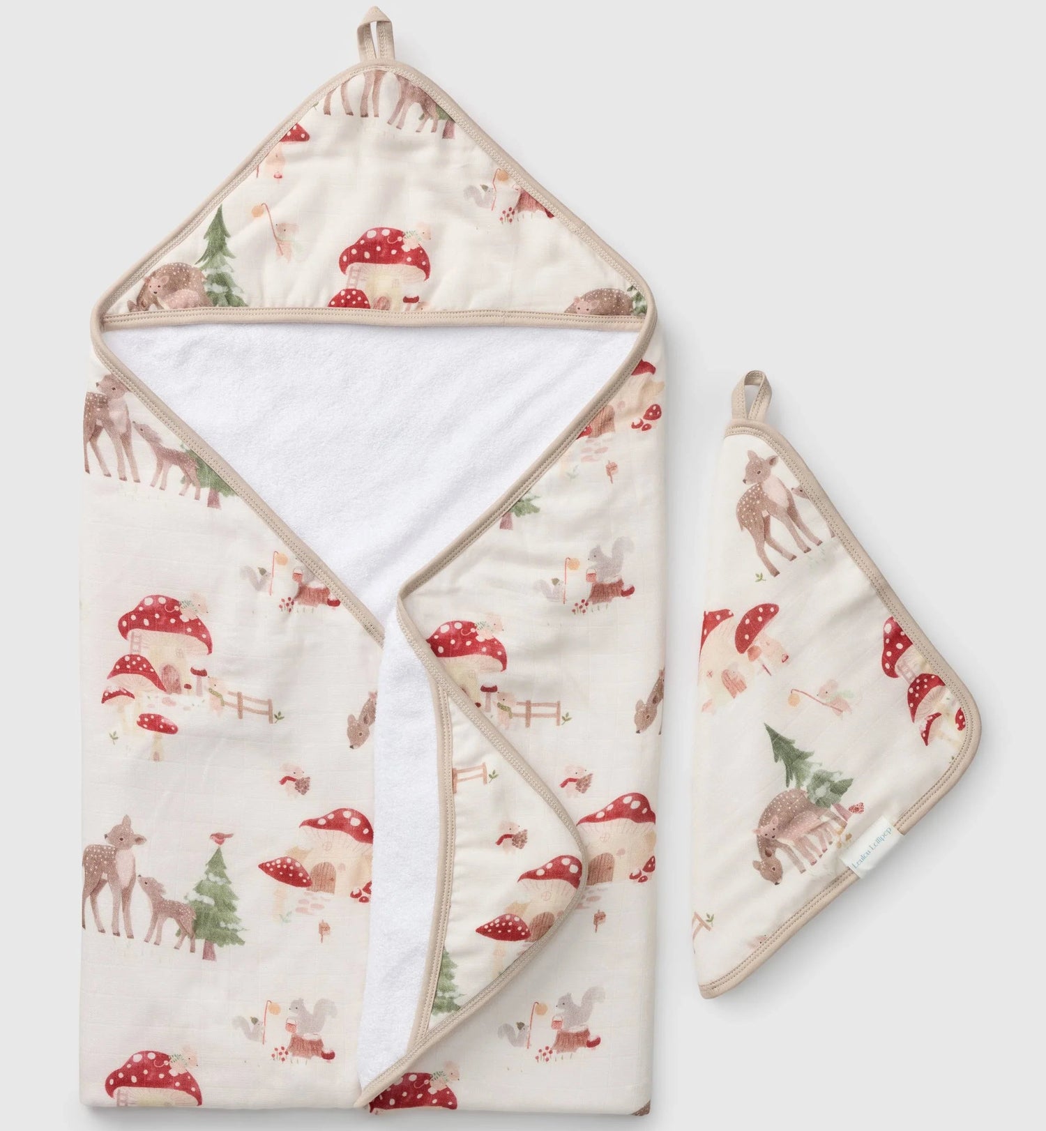Loulou Lollipop Hooded Towel & Washcloth Set - Forest Families