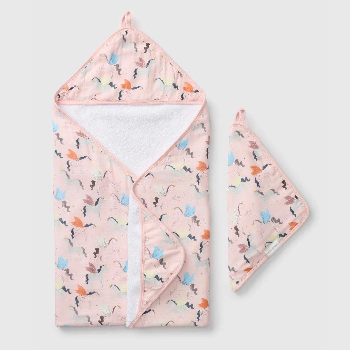 Loulou Lollipop Hooded Towel & Washcloth Set - Unicorn Ballet