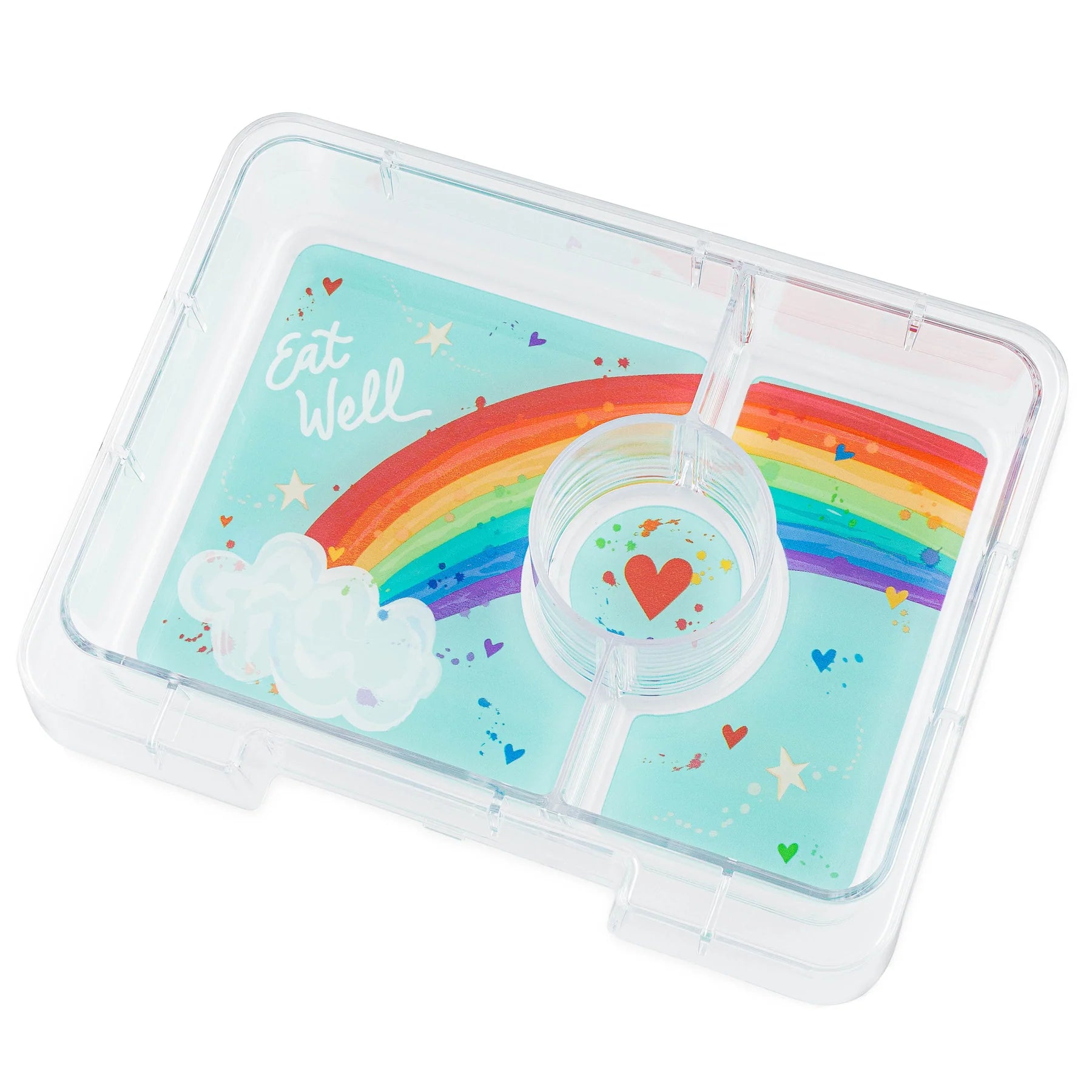 Yumbox Snack 3-Compartment Snack Box - Fifi Pink/Rainbow Tray - Tray Detail