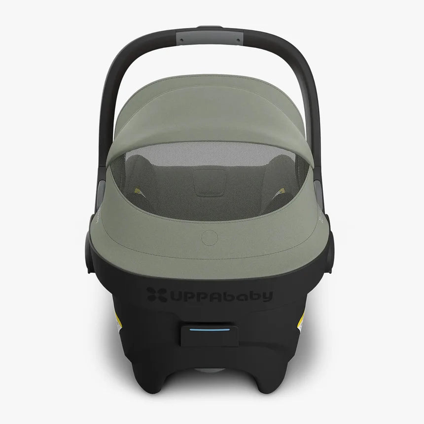 UPPAbaby Mesa V3 Infant Car Seat - Evelyn Back View with Peek a Boo Mesh