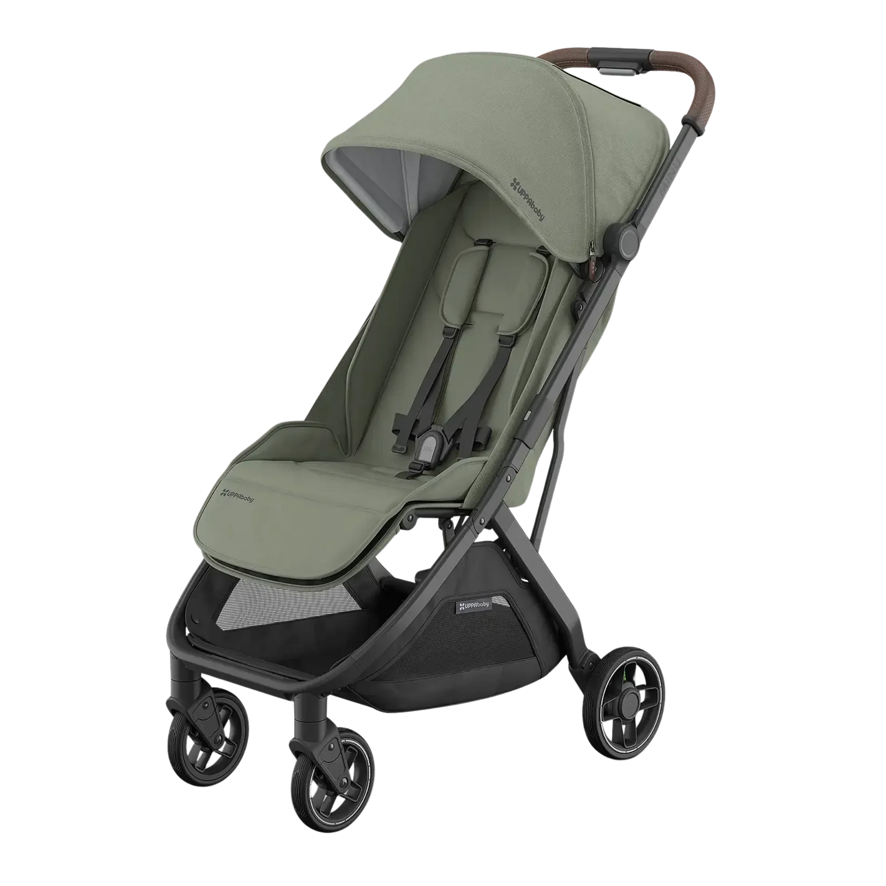 UPPAbaby Minu V3 Stroller - Evelyn (Meadow Green | Carbon Frame | Chestnut Leather)