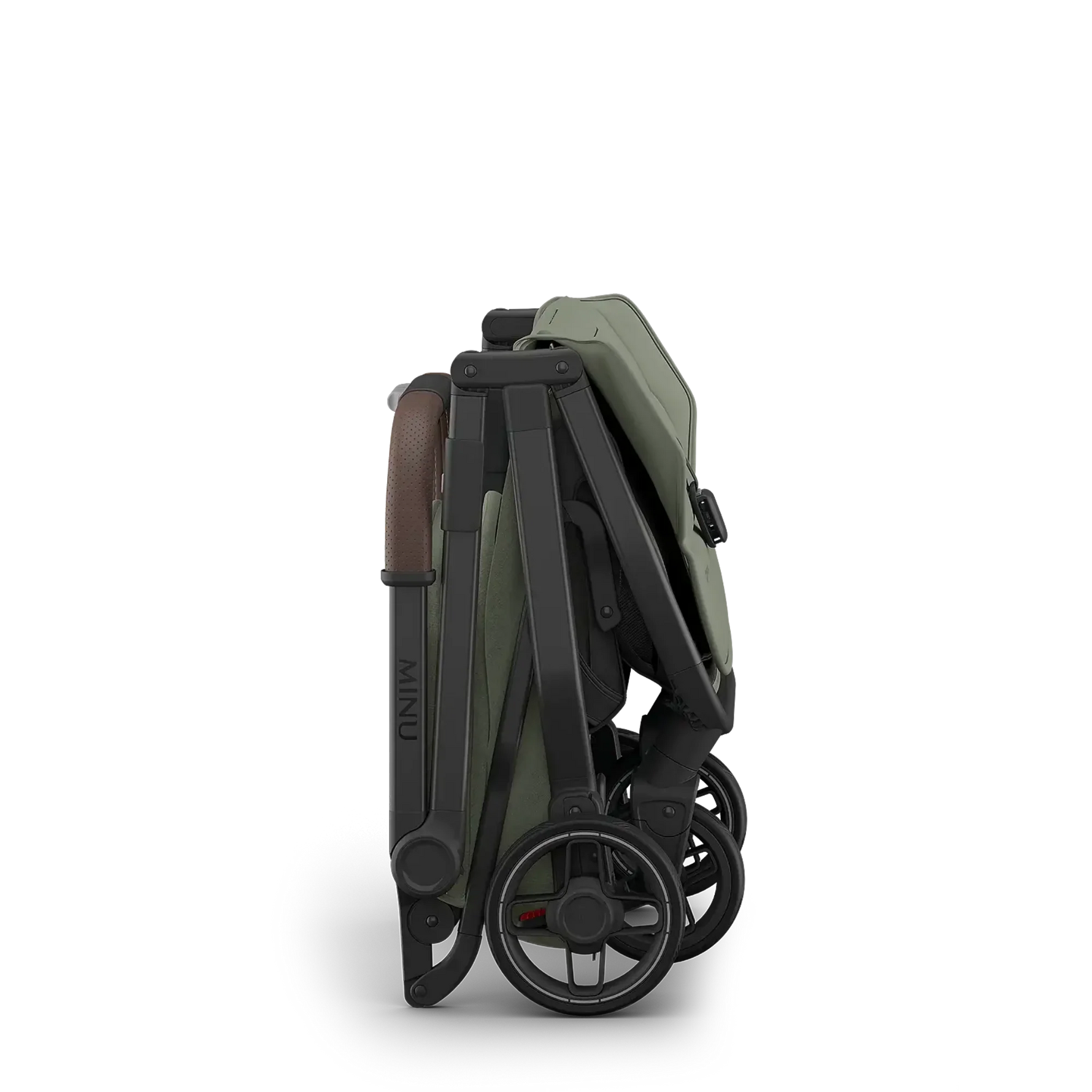 UPPAbaby Minu V3 Stroller - Evelyn (Meadow Green | Carbon Frame | Chestnut Leather) - Compact, Travel-Friendly and Airplane Ready Fold