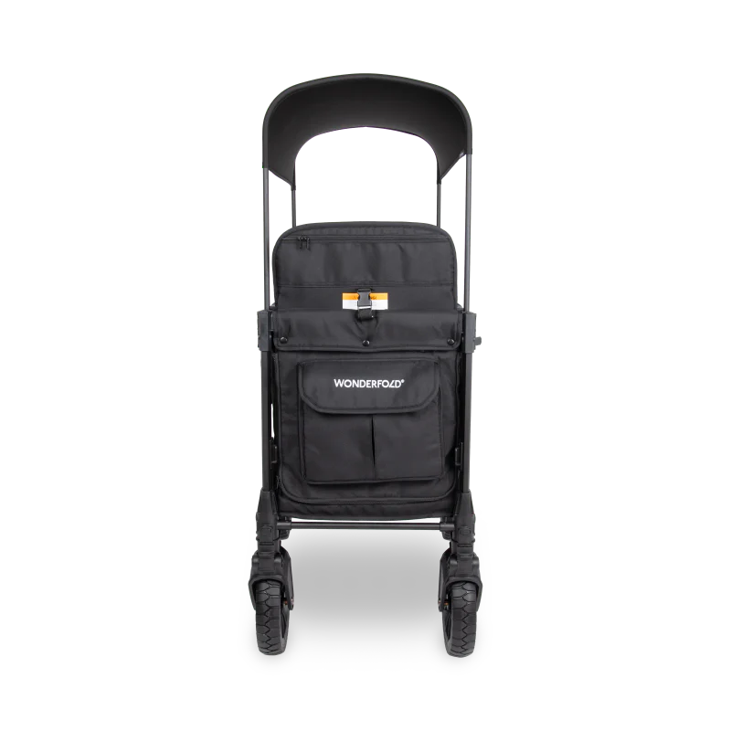 WonderFold W2 Luxe PRO Double Stroller Wagon - Jet Black Front View