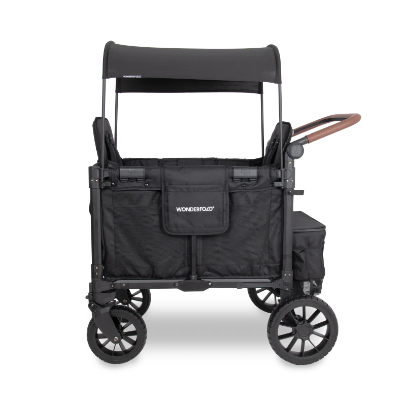 WonderFold W2 Luxe PRO Double Stroller Wagon - Jet Black Side View